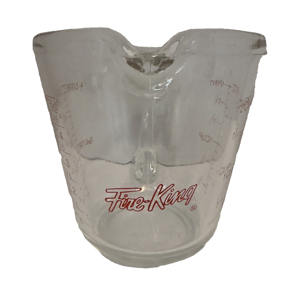 Fire King Anchor Hocking 2 cup Glass/Red Measuring Cup D Handle #498 16oz VTG